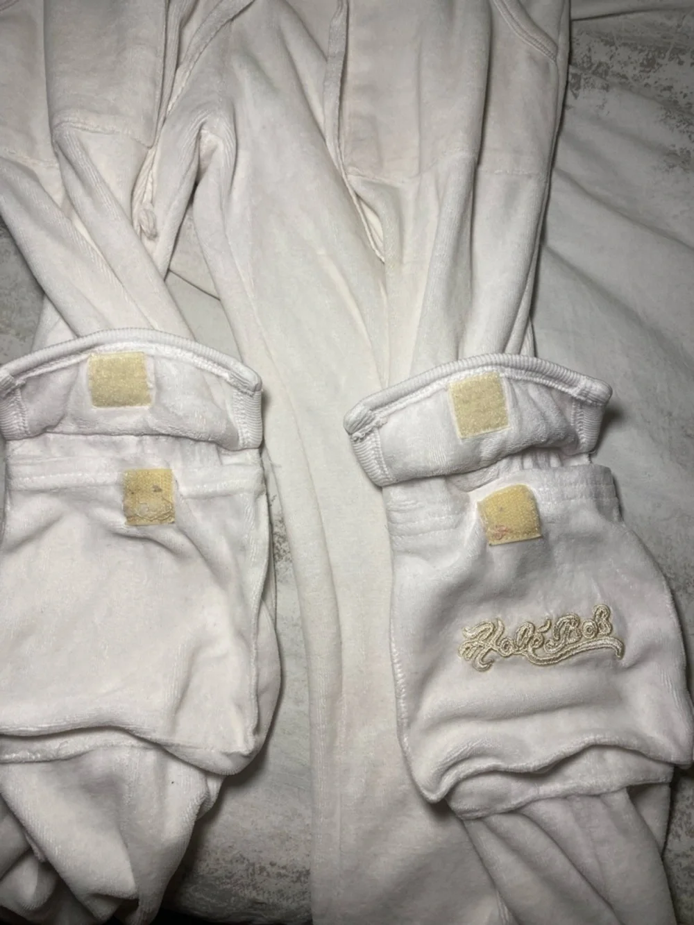 Hale Bob White Velour Cargo Flare Pants
